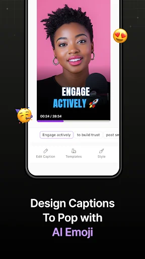 AI emoji decorator for captions with animated emoji enhancements and caption styling tools