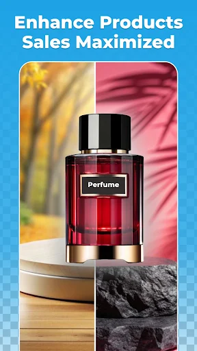 Product photography perfume bottle displayed with various background texture options to enhance product sales and visual appeal